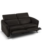 Canapé en Cuir Véritable Hubble 2 Places noir - 103x176x76 cm