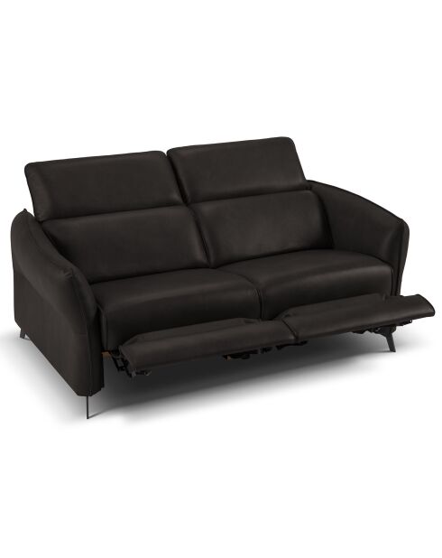 Canapé en Cuir Véritable Hubble 2 Places noir - 103x176x76 cm