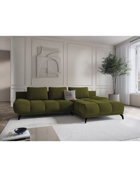 Canapé d'angle Droit Convertible avec Coffre Cirrus 5 Places vert - 290x182x90 cm