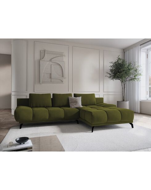Canapé d'angle Droit Convertible avec Coffre Cirrus 5 Places vert - 290x182x90 cm