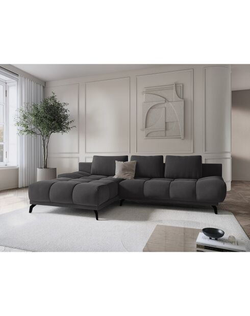 Canapé d'angle Gauche Convertible avec Coffre Cirrus 5 Places gris - 290x182x90 cm