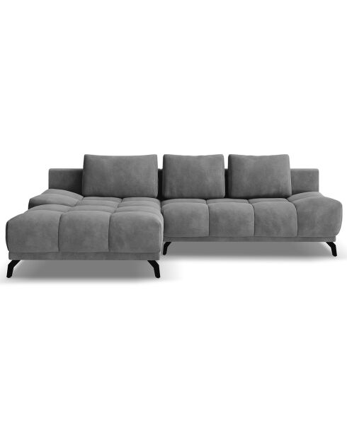 Canapé d'angle Gauche Convertible avec Coffre Velours Cirrus 5 Places gris - 290x182x90 cm