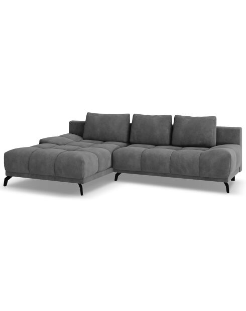 Canapé d'angle Gauche Convertible avec Coffre Velours Cirrus 5 Places gris - 290x182x90 cm