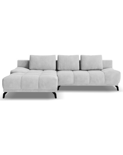 Canapé d'angle Gauche Convertible avec Coffre Velours Cirrus 5 Places gris clair - 290x182x90 cm