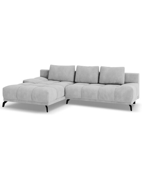 Canapé d'angle Gauche Convertible avec Coffre Velours Cirrus 5 Places gris clair - 290x182x90 cm