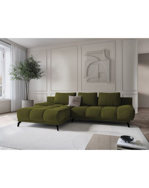 Canapé d'angle Gauche Convertible avec Coffre Cirrus 5 Places vert - 290x182x90 cm
