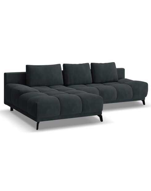 Canapé d'angle Gauche Convertible avec Coffre Velours Cirrus 5 Places gris foncé - 290x182x90 cm