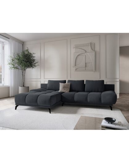 Canapé d'angle Gauche Convertible avec Coffre Cirrus 5 Places gris foncé - 290x182x90 cm