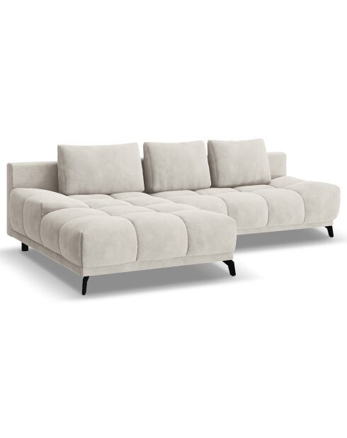 Canapé d'angle Gauche Convertible avec Coffre Velours Cirrus 5 Places beige clair - 290x182x90 cm