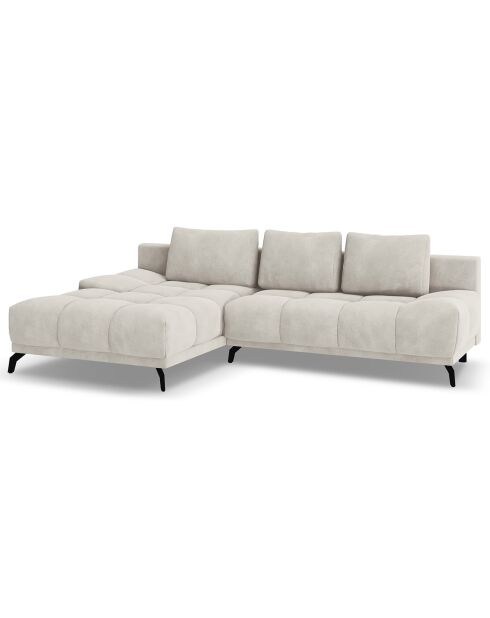 Canapé d'angle Gauche Convertible avec Coffre Velours Cirrus 5 Places beige clair - 290x182x90 cm