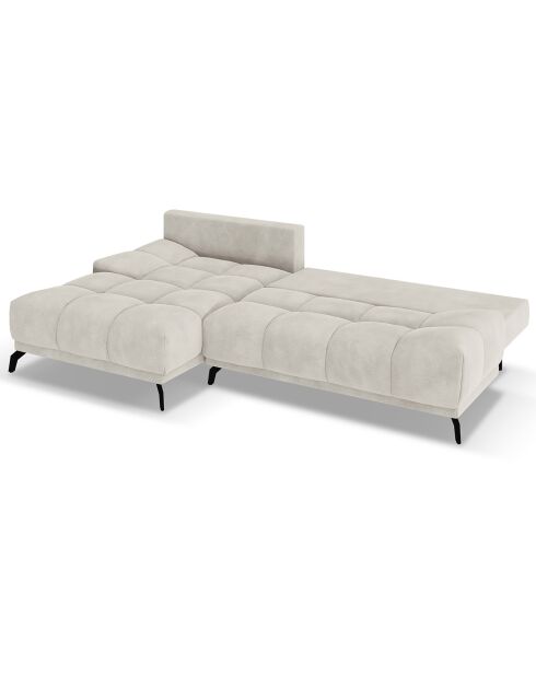 Canapé d'angle Gauche Convertible avec Coffre Velours Cirrus 5 Places beige clair - 290x182x90 cm