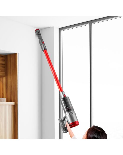 Aspirateur balai 2 en 1 sans fil gris/rouge - 23.5x23x119.5 cm