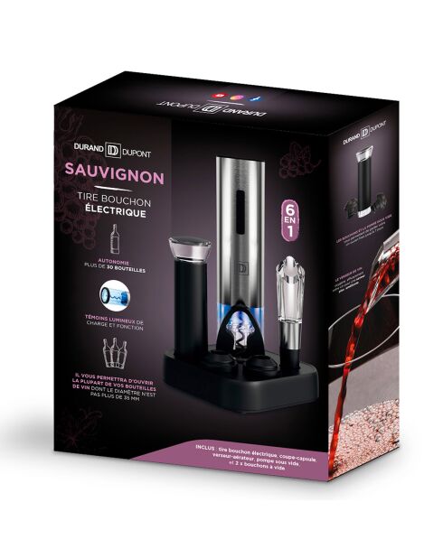 Elektrischer Korkenzieherkasten aus schwarzem Edelstahl - 12x12x20,3 cm