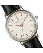 Basel zwart horloge van gemengd leer