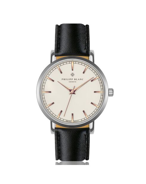 Basel zwart horloge van gemengd leer