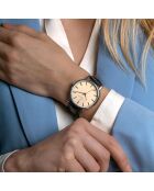 Basel zwart horloge van gemengd leer