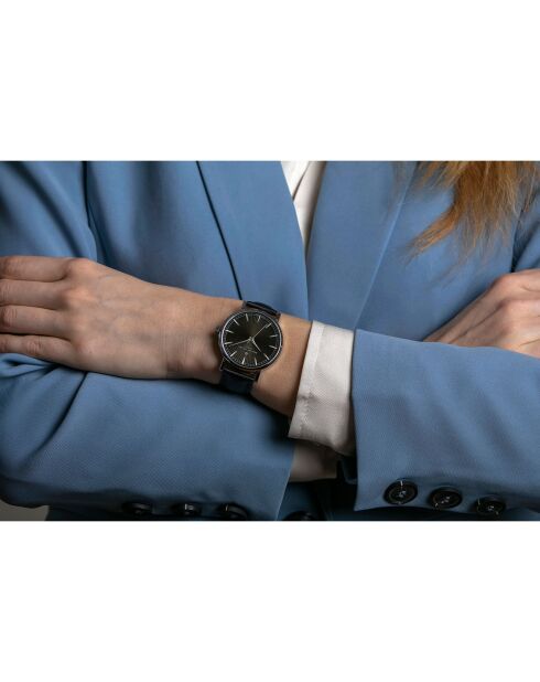 Montre Mixte en Cuir Vernier noire