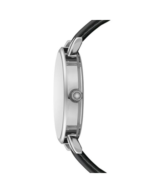 Montre Mixte en Cuir Vernier noire