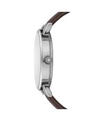 Bruin Vernier horloge van gemengd leer