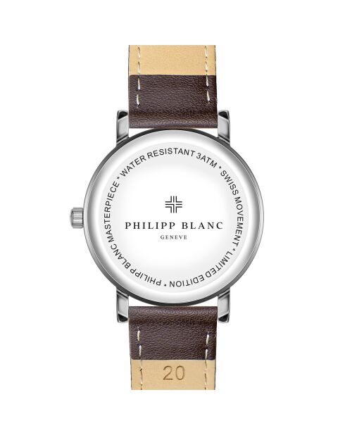 Bruin Vernier horloge van gemengd leer