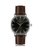 Bruin Vernier horloge van gemengd leer