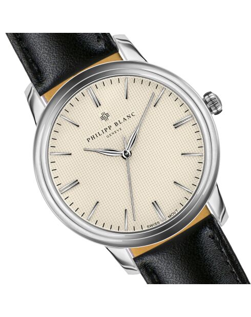 Zurich schwarze Armbanduhr aus gemischtem Leder