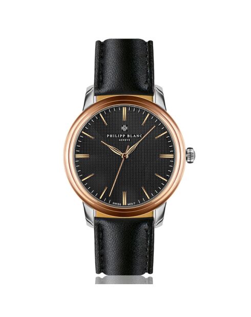 Zurich schwarze Armbanduhr aus gemischtem Leder