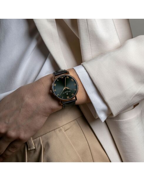 Bern horloge van gemengd leer in zwart