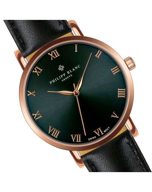 Bern horloge van gemengd leer in zwart