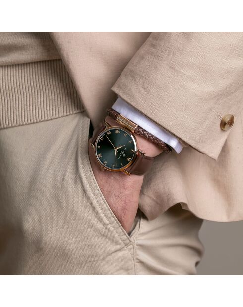 Bern bruin horloge van gemengd leer