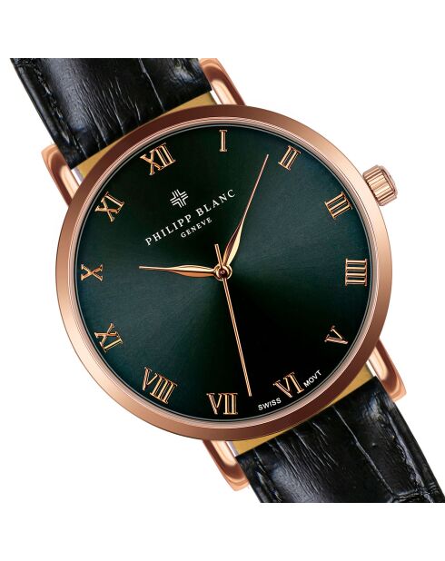 Montre Mixte en Cuir Bern noire