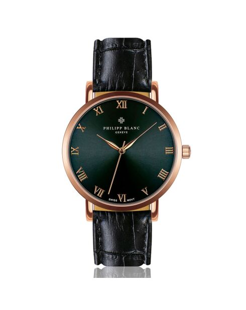 Montre Mixte en Cuir Bern noire