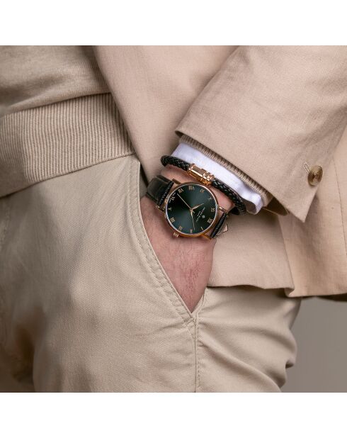 Montre Mixte en Cuir Bern noire