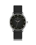 Gemischte Armbanduhr Bern aus schwarzem und silbernem Stahl