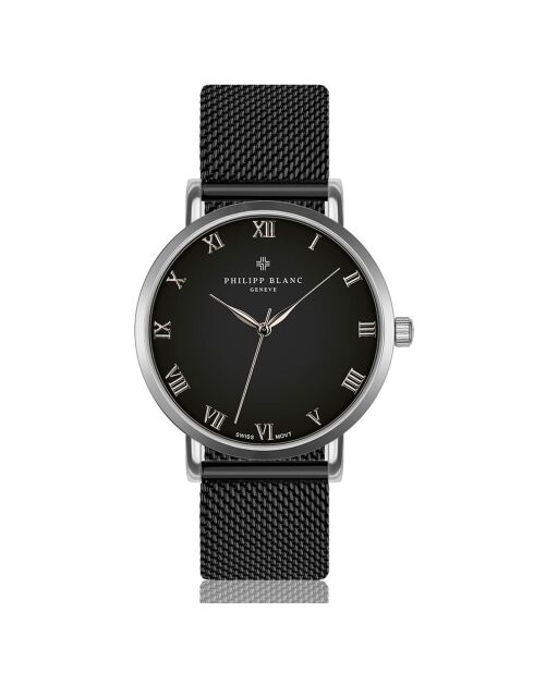 Bern gemengd horloge van zwart zilver en staal