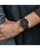 Gemischte Armbanduhr Bern aus schwarzem und silbernem Stahl