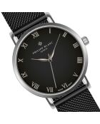 Gemischte Armbanduhr Bern aus schwarzem und silbernem Stahl