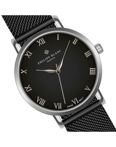 Bern gemengd horloge van zwart zilver en staal