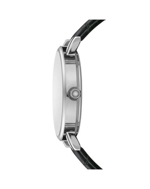 Bern horloge van gemengd leer in zwart en zilver