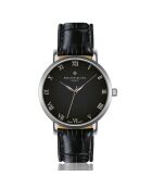 Bern Armbanduhr aus schwarzem und silberfarbenem Mischleder