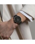 Bern Armbanduhr aus schwarzem und silberfarbenem Mischleder