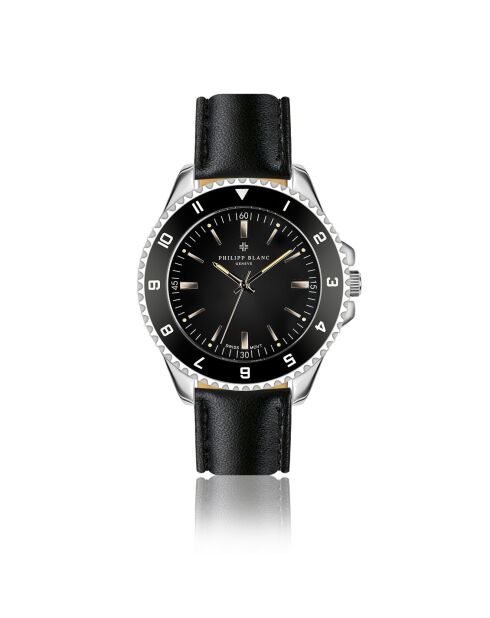 Montre Homme en Cuir Avenches noire