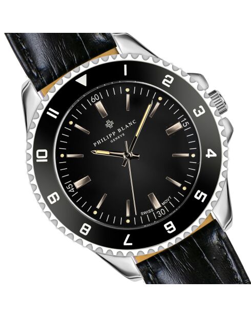 Montre Homme en Cuir Avenches noire
