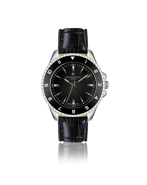 Montre Homme en Cuir Avenches noire