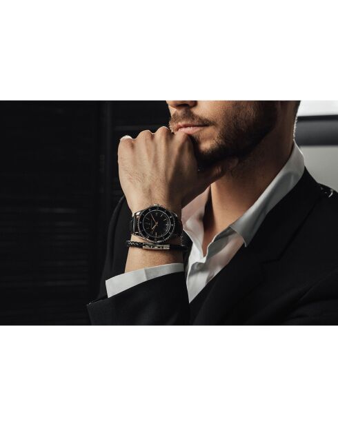 Montre Homme en Cuir Avenches noire