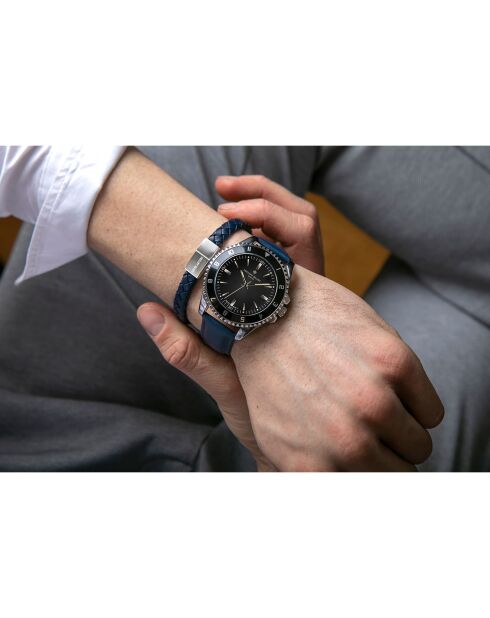 Montre Homme en Cuir Avenches bleue