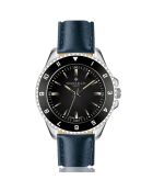 Avenches Herrenuhr aus blauem Leder