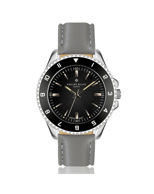 Montre Homme en Cuir Avenches grise