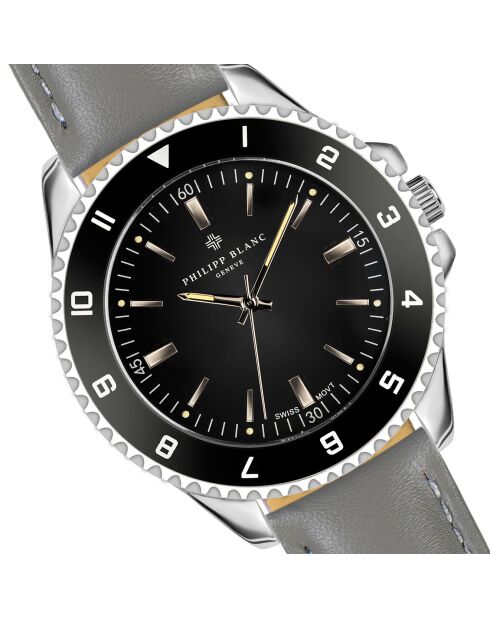 Montre Homme en Cuir Avenches grise