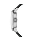 Geneva zwart horloge van gemengd leer